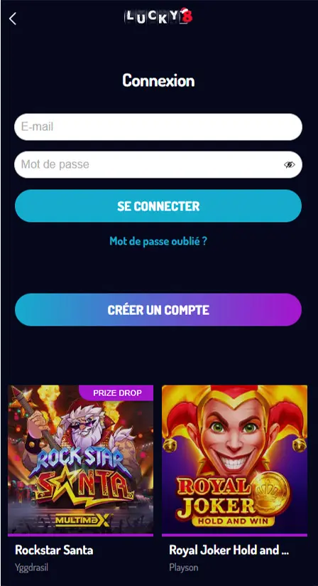 Se connecter à l'application mobile Lucky8 Casino