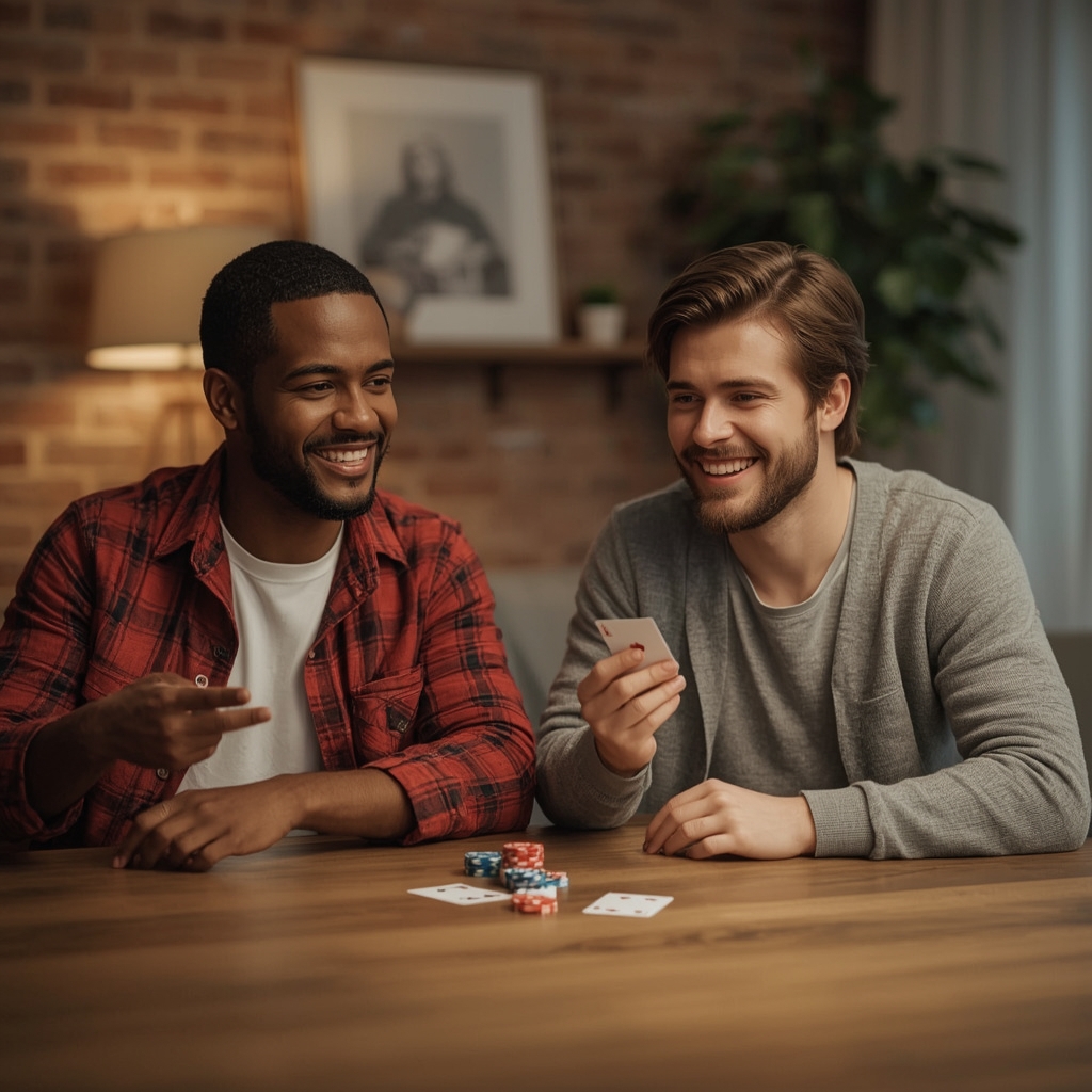 deux hommes jouant au poker sur LUCKY8 CASINO