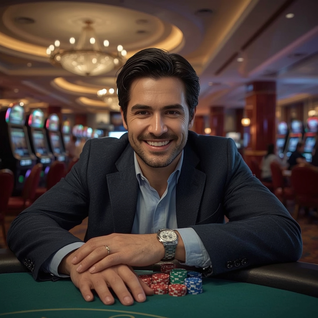 un homme heureux au casino LUCKY8 CASINO